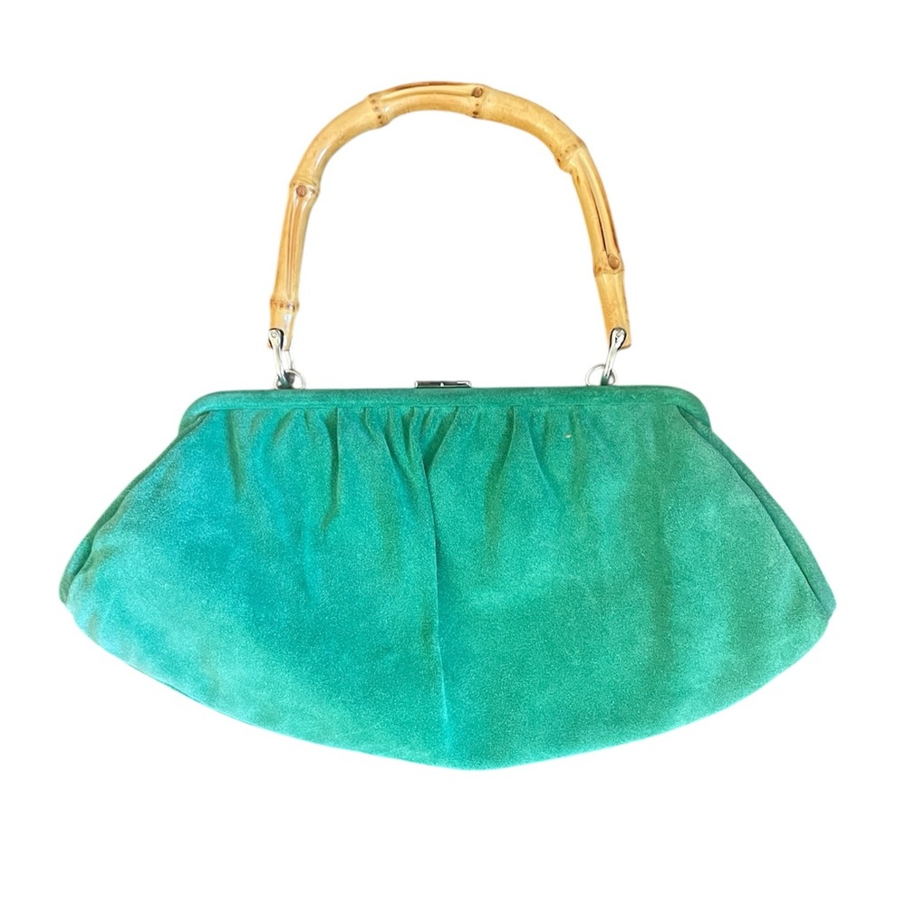 Banana Republic Green Shoulder Bag with Bamboo Handle